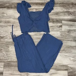 SHEIN Ruffle Trim Twist Top and Pant